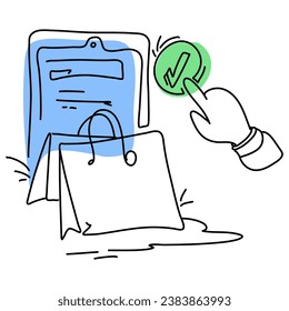 Confirm Flat Illustration of the approved stamp concept, suitable for use on commercial websites, marketing collateral, and product packaging