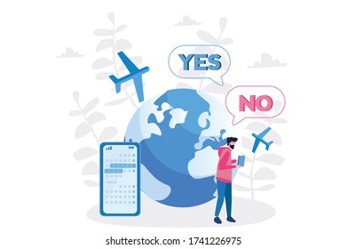 Confirm Flight Information, Travel, Mobile App, Vector Illustration For Web Banner, Infographics, Mobile.  Checkin Flight