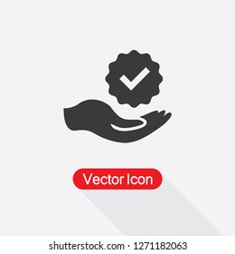 Confirm Icon Check Icon In The Hand Vector Illustration Eps10