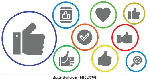 confirm icon set. 9 filled confirm icons.  Simple modern icons about  - Thumbs up, Like, Check, Thumb up, Check mark