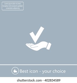 confirm icon; vector illustration. Flat design style