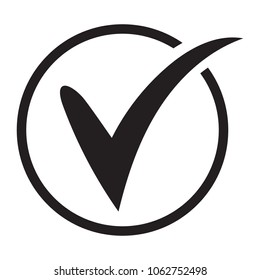 Confirm Icon vector, yes tick. Check Icon flat design style.
