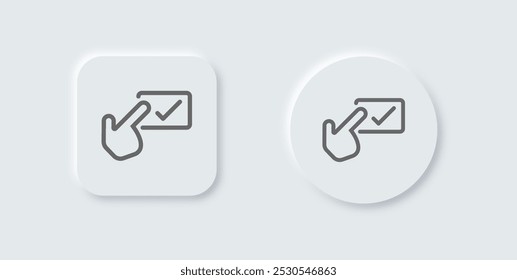 Confirme el icono de línea en estilo de diseño neomórfico. Ilustración vectorial de signos aprobada.