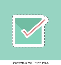 Confirm Order Sticker in trendy line cut isolated on blue background