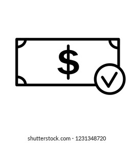 Confirm payment outline icon. linear style sign for mobile concept and web design. Approved money simple line vector icon