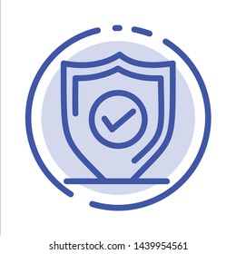 Confirm, Protection, Security, Secure Blue Dotted Line Line Icon