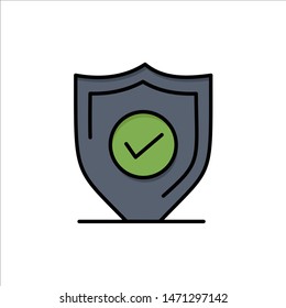 Confirm, Protection, Security, Secure  Flat Color Icon. Vector icon banner Template. Vector Icon Template background