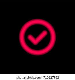 Confirm red glowing neon ui ux icon. Glowing sign logo vector