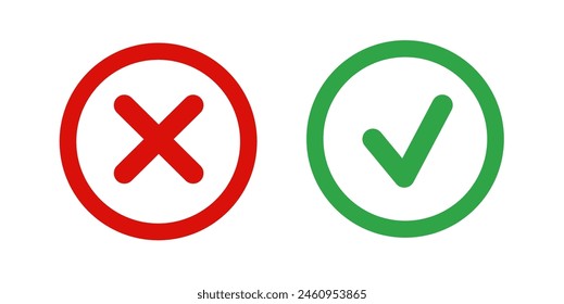 Confirm and Reject, checkmark, Approve or Decline - vector icon	