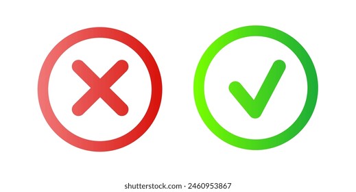 Confirm and Reject, checkmark, Approve or Decline - vector icon	