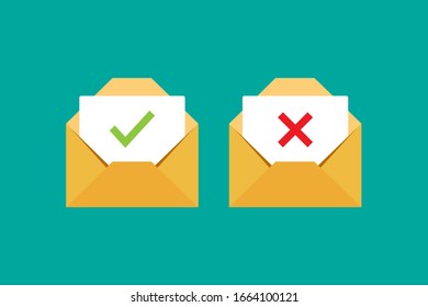 Confirmar y rechazar el diseño de iconos de correo electrónico. ilustración vectorial