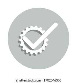 Icono de confirmación de la insignia de configuración. Glifo simple, vector plano de iconos web para ui y ux, sitio web o aplicación móvil