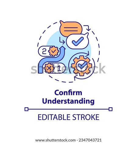 Confirm understanding multi color concept icon. Closing sale. Make decision. Client satisfaction. Negotiation strategy. Round shape line illustration. Abstract idea. Graphic design. Easy to use