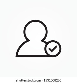 Confirm user line icon, outline vector sign, linear style pictogram isolated on white. Account verify symbol, logo illustration. Editable stroke