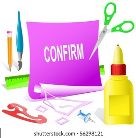 Confirm. Vector paper template.