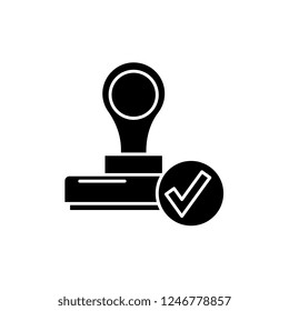 The confirmation black icon, vector sign on isolated background. The confirmation concept symbol, illustration 