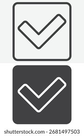 Confirmation button different style icon pack. Line and glyph version, outline and solid editable stroke vector sign. Symbol, logo illustration icon.