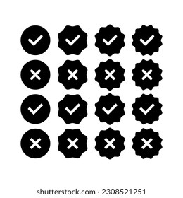 Confirmation buttons. Silhouette, black, control buttons. Vector icons.