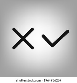 Confirmation, closing, yes, no is a simple, cut-out icons for the interface of applications, games, sites, vector illustration.