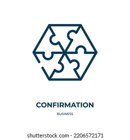 Confirmation icon. Linear vector illustration from business collection. Outline confirmation icon vector. Thin line symbol for use on web and mobile apps, logo, print media.