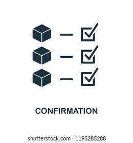 Confirmation icon. Monochrome style design from blockchain collection. UX and UI. Pixel perfect confirmation icon. For web design, apps, software, printing usage.