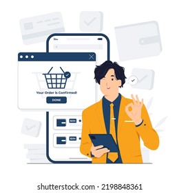 Confirmation of an online order concept illustration