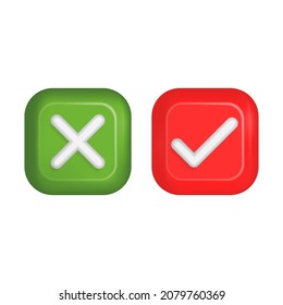 Confirmation and refusal buttons, yes and no, close and confirm.