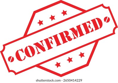 Confirmation sticker with red color and stamp design, sign board , notice design for submit 