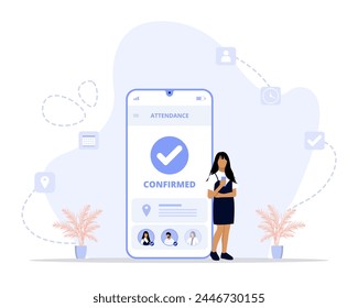 Ilustración confirmada del concepto de asistencia. Conveniente para la página de destino, ui, Web, tarjeta de introducción del App, editorial, flyer y Anuncio.