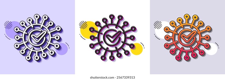 Confirmed coronavirus line icon. Halftone dotted pattern. Gradient icon with grain shadow. Covid-19 virus sign. Corona virus symbol. Line coronavirus icon. Various designs. Vector