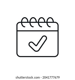 Confirmed date linear icon. Calendar thin line customizable illustration. Contour symbol. Vector isolated outline drawing. Editable stroke
