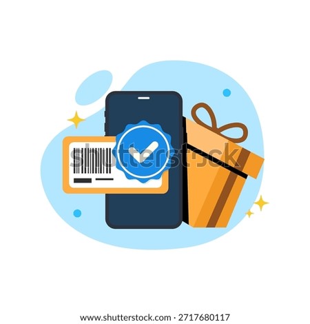 Confirmed Digital Gift Voucher on Mobile Screen flat design vector empty state ui for Reward Redemption App Interface