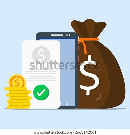 Confirmed digital transaction concept. Payment done.