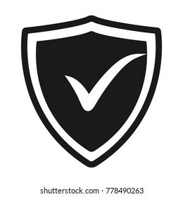 confirmed flat icon. Sign shield. Vector logo for web design