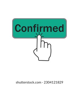 Confirmed key.The hand presses the button to buy online vector icon on white isolated background.