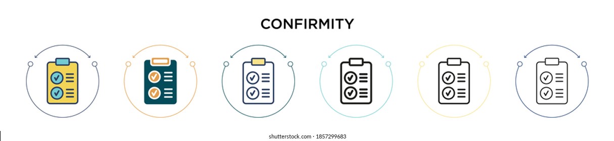 Confirmity icon in filled, thin line, outline and stroke style. Vector illustration of two colored and black confirmity vector icons designs can be used for mobile, ui, web