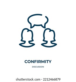 Confirmity icon. Linear vector illustration from discussion collection. Outline confirmity icon vector. Thin line symbol for use on web and mobile apps, logo, print media.