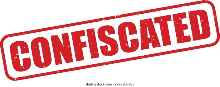 Confiscated Red Rubber Stamp Sign Mark Word Text Written in Grunge Vector in Round Border in Transparent Background