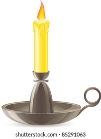 conflagrant candle is in a candlestick vector illustration