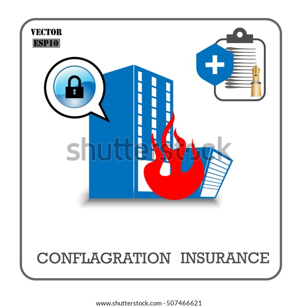 Conflagration\
insurance. Vector insurance\
icons.