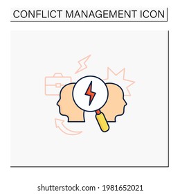 Conflict Analysis Color Icon. Search Conflict Causes. Dispute Between Colleagues. Disagreement At Work. Misunderstanding Concept. Isolated Vector Illustration