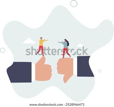 Conflict and argument between colleagues, controversy or difference opinion, disagree,flat design with people.