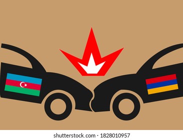 Conflict between Azerbaijan and Armenia. The illustration shows the real side of the war. No to war, hello to peace. On vector illustration