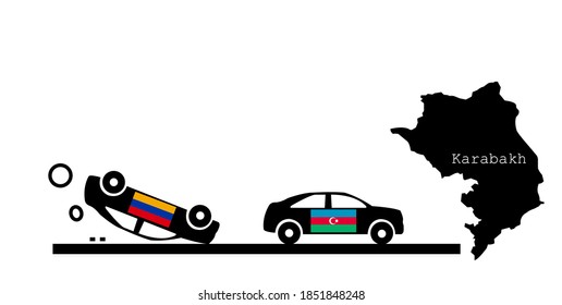 Conflict between Azerbaijan and Armenia. Victory of Azerbaijan in Karabakh. On vector illustration