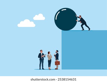 Conflito entre colegas, divergências de opinião, discordância. Problema, luta. Ilustração vetorial moderna em estilo plano