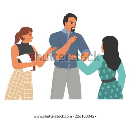 Conflict between colleagues at work vector illustration. Toxic environment in office. Disagreement and confrontation of business partners. Aggressive group quarrel