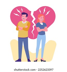 Conflict between husband and wife that led to divorce. Family quarrel. Negative relationship. Man and woman dispute. Couple disagreement. Boyfriend and girlfriend argue