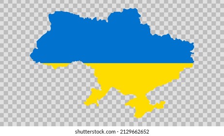 Conflict between Russia and Ukraine. Flag of Ukraine in the form of a map of Ukraine. Ukrainian nation. Patriotism. Vector illustration