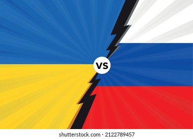 Conflict between Russia and Ukraine war flags vs icon