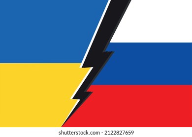 Conflict between Russia and Ukraine war flags vs icon